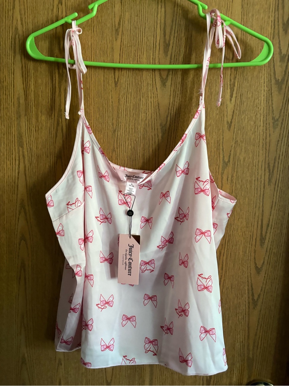 Juicy Couture Pink Bow Print Tie-Shoulder Cami